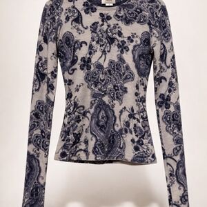 Women's Paisley Long Sleeve Top - Blue